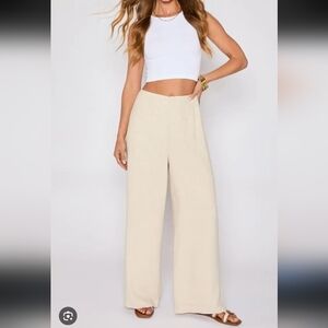 76-VICI Elegant Cream Wide-Leg knit Pants